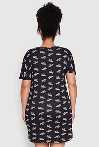 Womens Plus Size Above Queen Graphic Sleepshirt, Black, Size 2X