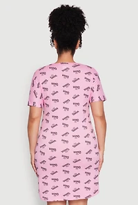Womens Plus Size Above Queen Graphic Sleepshirt, Pink, Size 1X