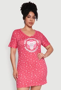 Womens Plus Size Aint No Hood Like Motherhood Sleepshirt, Pink, Size 1X