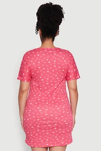 Womens Plus Size Aint No Hood Like Motherhood Sleepshirt, Pink, Size 1X