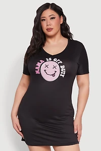 Womens Plus Size Mama Is Off Duty Sleepshirt, Black, Size 1X