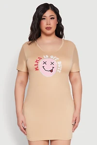Womens Plus Mama Is Off Duty Sleepshirt, Beige,