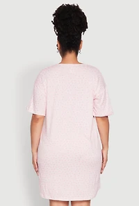 Womens Plus Size Flower Print Graphic Sleepshirt, Pink, Size 1X