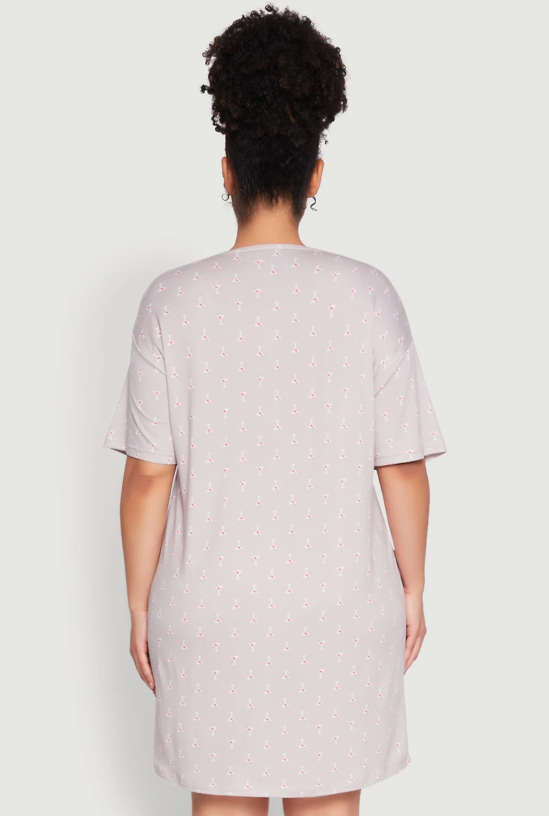 Womens Plus Size Talk Dirty To Me Sleepshirt, Grey, Size 1X