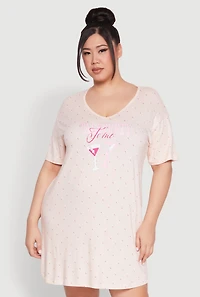 Womens Plus Size Talk Dirty To Me Sleepshirt, Pink, Size 3X
