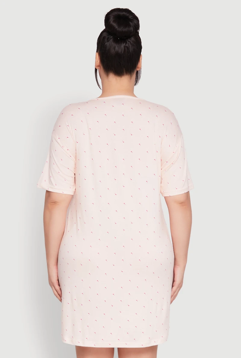 Womens Plus Size Talk Dirty To Me Sleepshirt, Pink, Size 2X