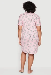 Plus Be Happy Teddy Bear Print Sleepshirt