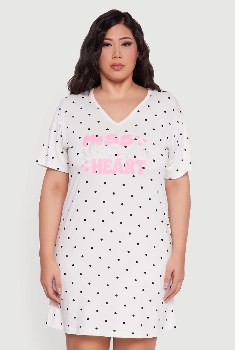 Plus Miss Steal Your Heart Graphic Sleepshirt