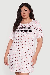 Plus Im Yours No Refunds Graphic Sleepshirt