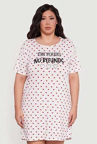 Plus Im Yours No Refunds Graphic Sleepshirt