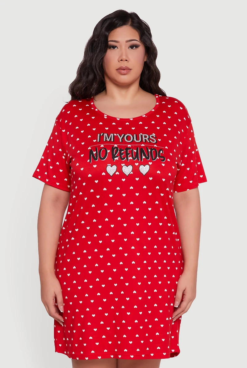 Plus Im Yours No Refunds Graphic Sleepshirt
