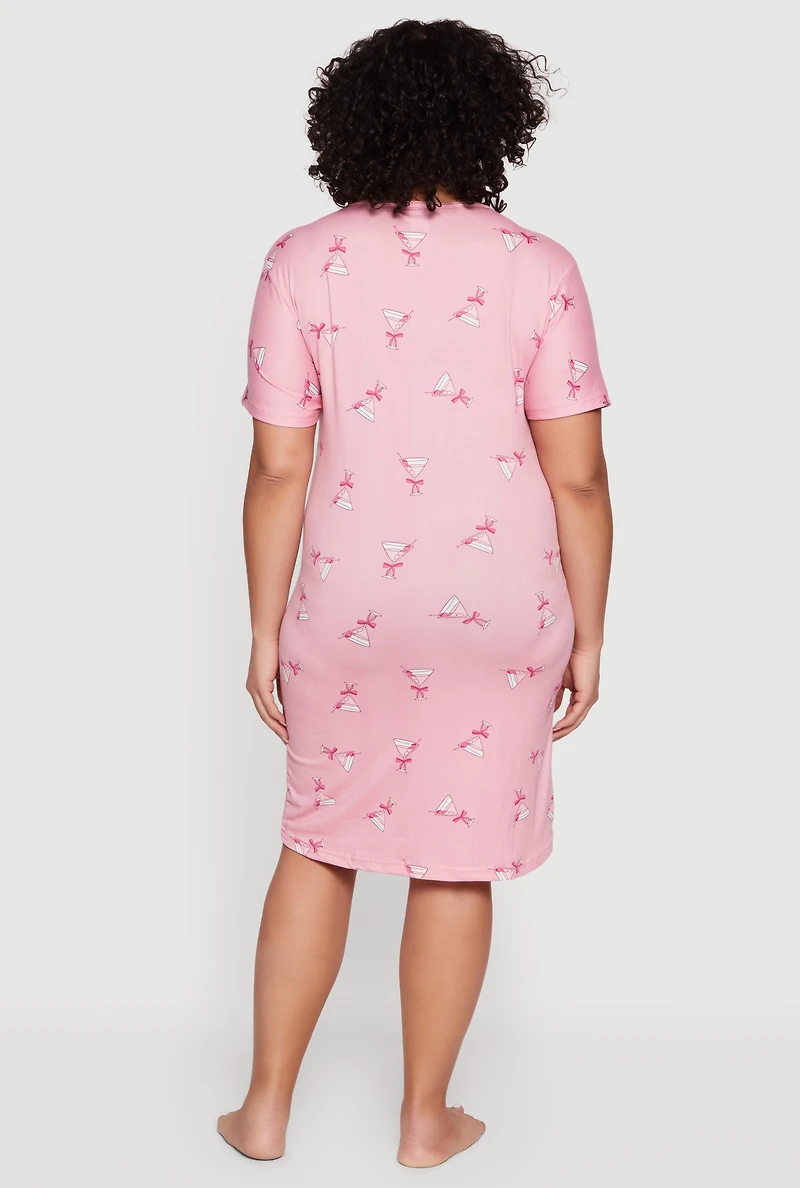 Plus Galentine Social Club Glitter Graphic Sleepshirt