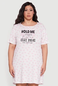 Plus Hold Me Tight Kiss Goodnight Graphic Sleepshirt