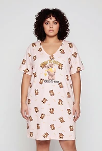 Plus Born To Party Forced Work Sleepshirt