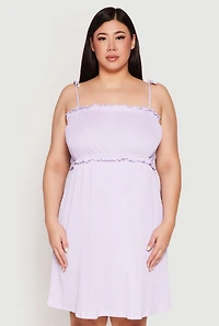Womens Plus Size Ditsy Floral Tie Shoulder Sleep Dress, Purple, Size 3X