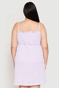 Womens Plus Size Ditsy Floral Tie Shoulder Sleep Dress, Purple, Size 3X