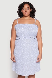 Womens Plus Ditsy Floral Tie Shoulder Sleep Dress,