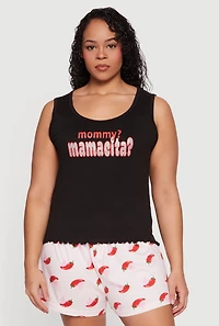 Plus Mommy Graphic Pajama Tank Top and Shorts