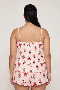 Plus Striped Bear Graphic Pajama Cami and Shorts Set