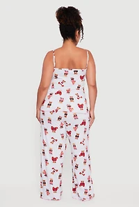 Plus Striped Bear Pajama Cami and Lounge Pants