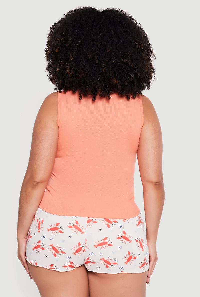 Plus Feisty and Spicy Graphic Pajama Tank Top Shorts