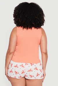 Plus Feisty and Spicy Graphic Pajama Tank Top Shorts