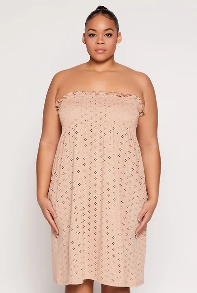 Womens Plus Eyelet Strapless Sleep Dress,