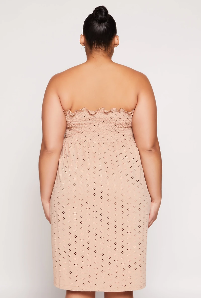 Womens Plus Eyelet Strapless Sleep Dress,
