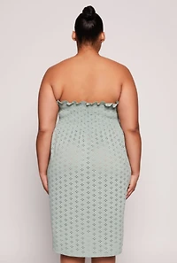 Womens Plus Size Eyelet Strapless Sleep Dress, Green, Size 2X