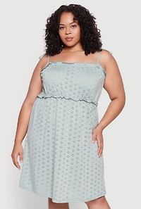Womens Plus Tie Strap Eyelet Sleep Dress,