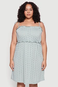 Womens Plus Tie Strap Eyelet Sleep Dress,