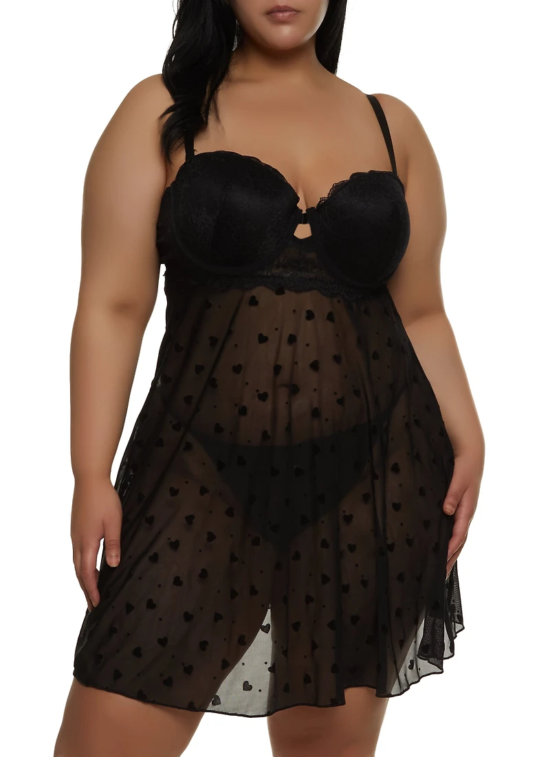 Plus Keyhole Babydoll and G String