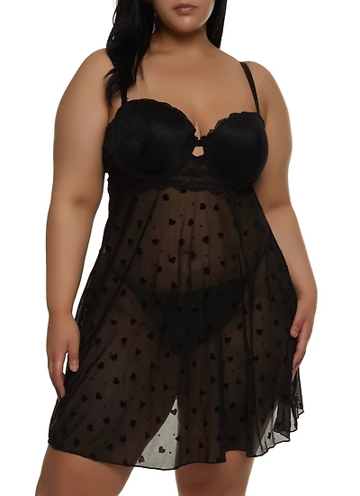 Plus Keyhole Babydoll and G String