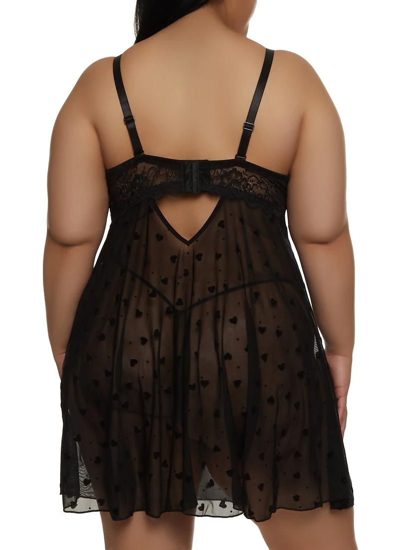 Plus Keyhole Babydoll and G String