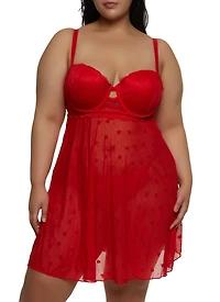 Plus Keyhole Babydoll and G String