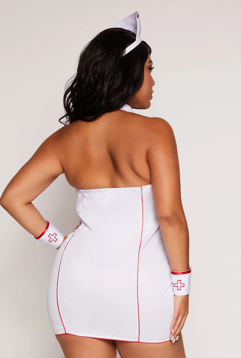 Womens Plus Size Sexy Nurse Costume, White, Size 1X