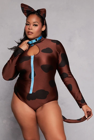 Womens Plus Size Sidekick Pup Costume, Brown, Size 3X
