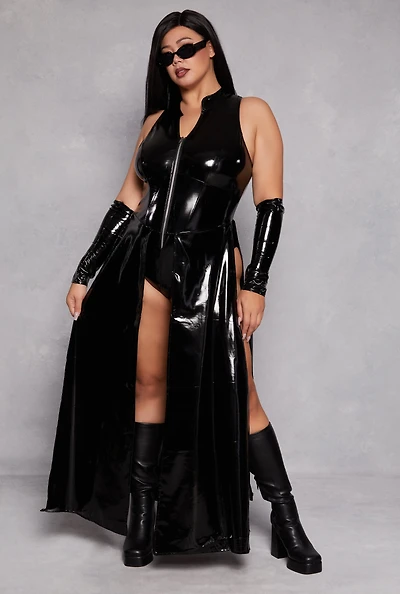 Womens Plus Size Femme Fatale Matrix Costume, Black, Size 3X