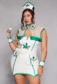 Womens Plus Size MJ Nurse Babe Costume, Green, Size 1X