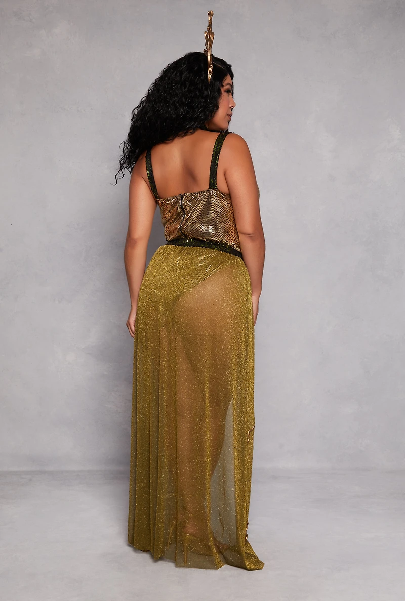 Womens Plus Size Enchanting Serpent Queen Costume, Yellow, Size 3X