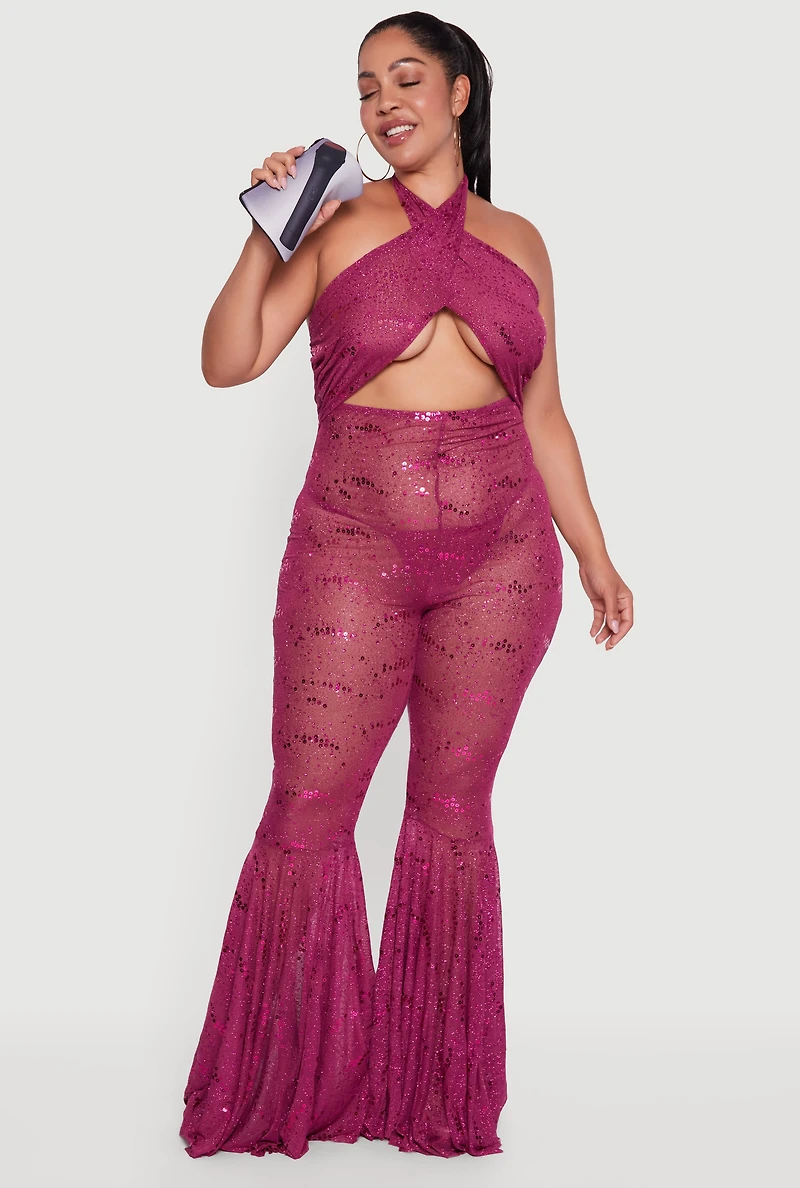 Womens Plus Size Pop Star Babe Costume, Purple, Size 2X