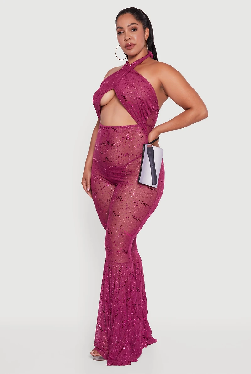 Womens Plus Size Pop Star Babe Costume, Purple, Size 2X