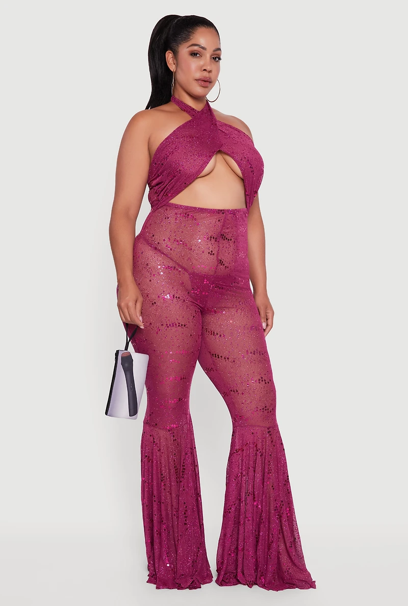 Womens Plus Size Pop Star Babe Costume, Purple, Size 2X