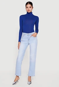 Womens Long Sleeve Ruched Turtleneck Tee,