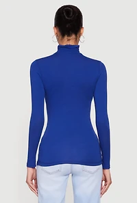 Womens Long Sleeve Ruched Turtleneck Tee,