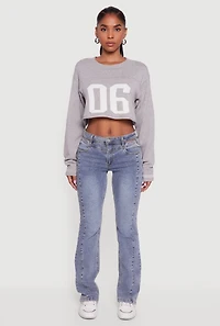 06 Graphic Varsity Stripe Detail Cropped Sweater