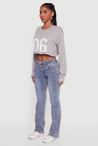 06 Graphic Varsity Stripe Detail Cropped Sweater