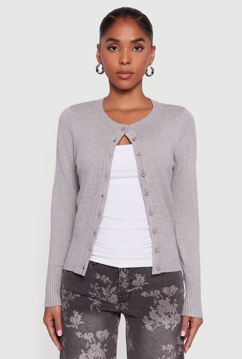 Rib Knit Button Front Cardigan