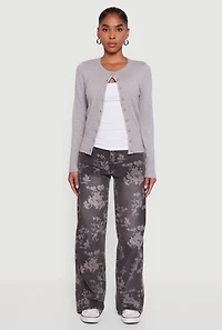 Rib Knit Button Front Cardigan