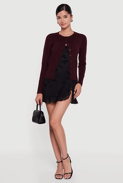 Rib Knit Button Front Cardigan